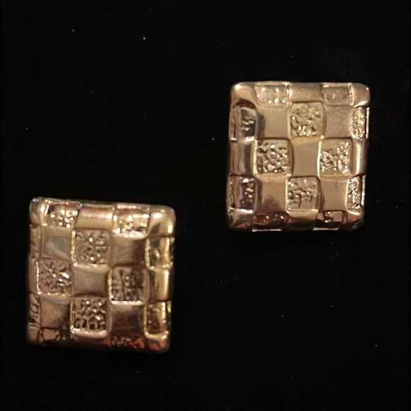 Gold Colored Square Earrings - Picture 6 of 17